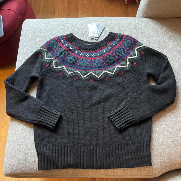 Ralph Lauren Women’s Fair Isle Wool Blend Sweater Black Multi Size S - Picture 3 of 7